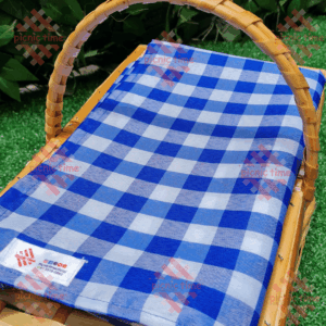 kit piquenique azul: cesta M e toalha xadrez